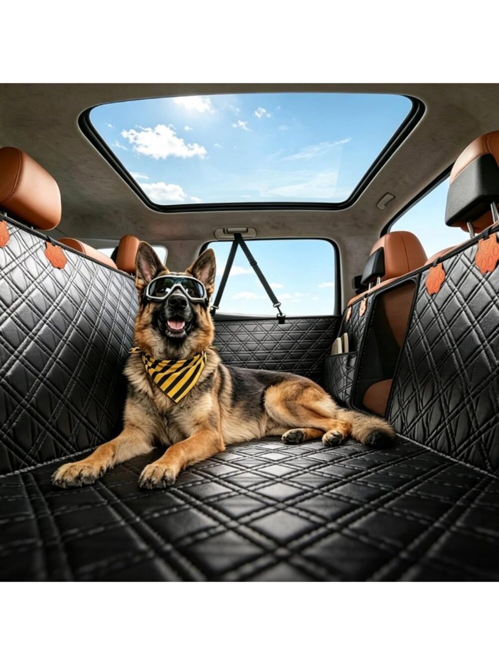 Dog Car Seat Cover & Back Seat Extender for SUVs, Sedans, Trucks - Waterproof